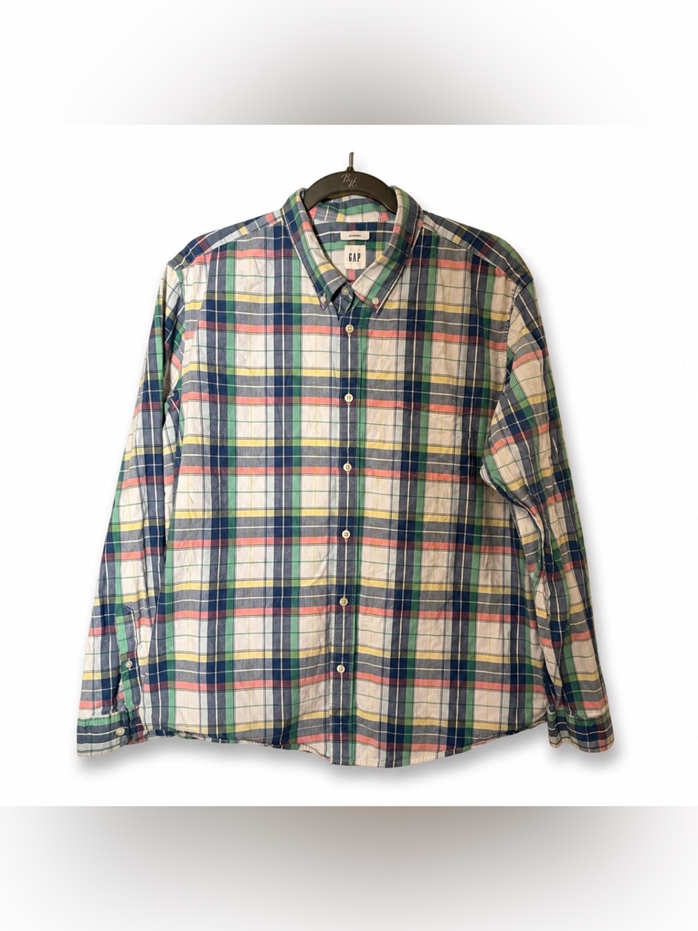 🍋 XXL GAP Untucked Plaid Button-Down Shirt